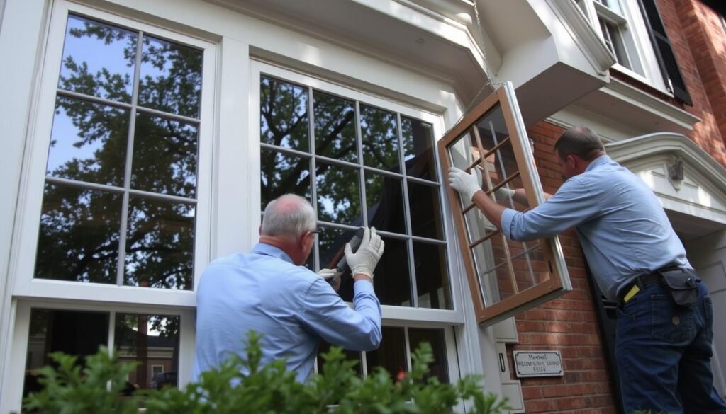 Residential window glass replacement in a historic Chevy Chase, MD home