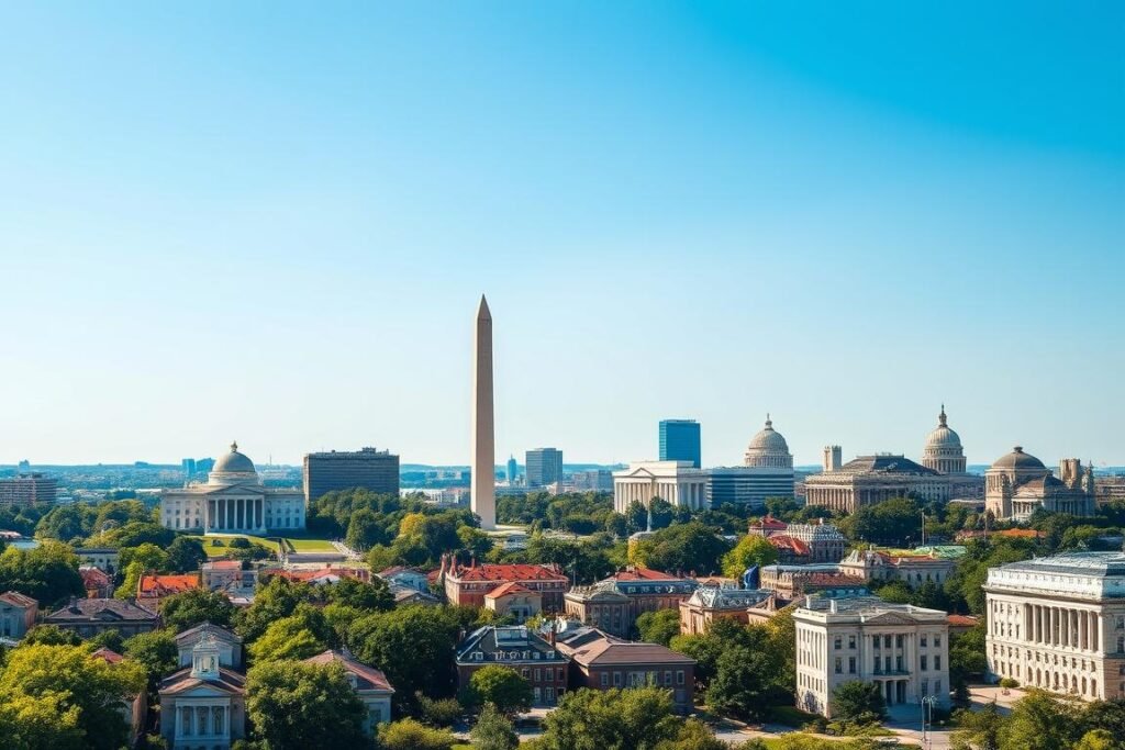 Washington DC skyline representing Summer Window Installation and Glass Repair Promotion service area