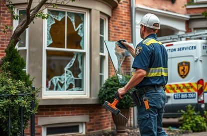 Emergency window glass technician responding to a broken window in Georgetown, DC
