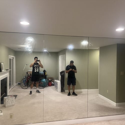 Home gym mirror installation